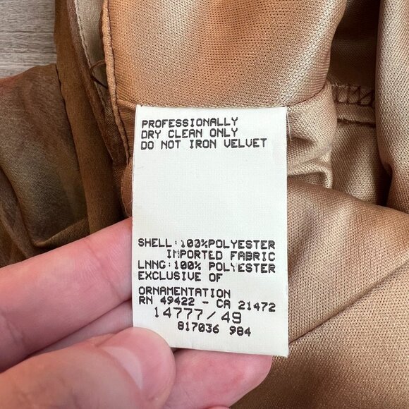 Vtg 90s Scott McClintock Empire Waist Brown Rose Autumnal Gown Brown Scarf Sz S - Picture 7 of 8